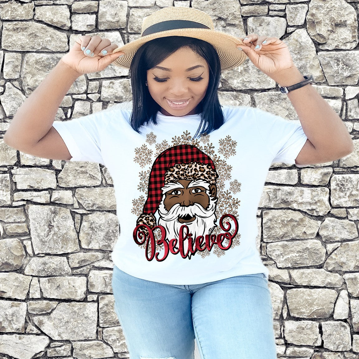 Believe in Black Santa Sublimation Transfer