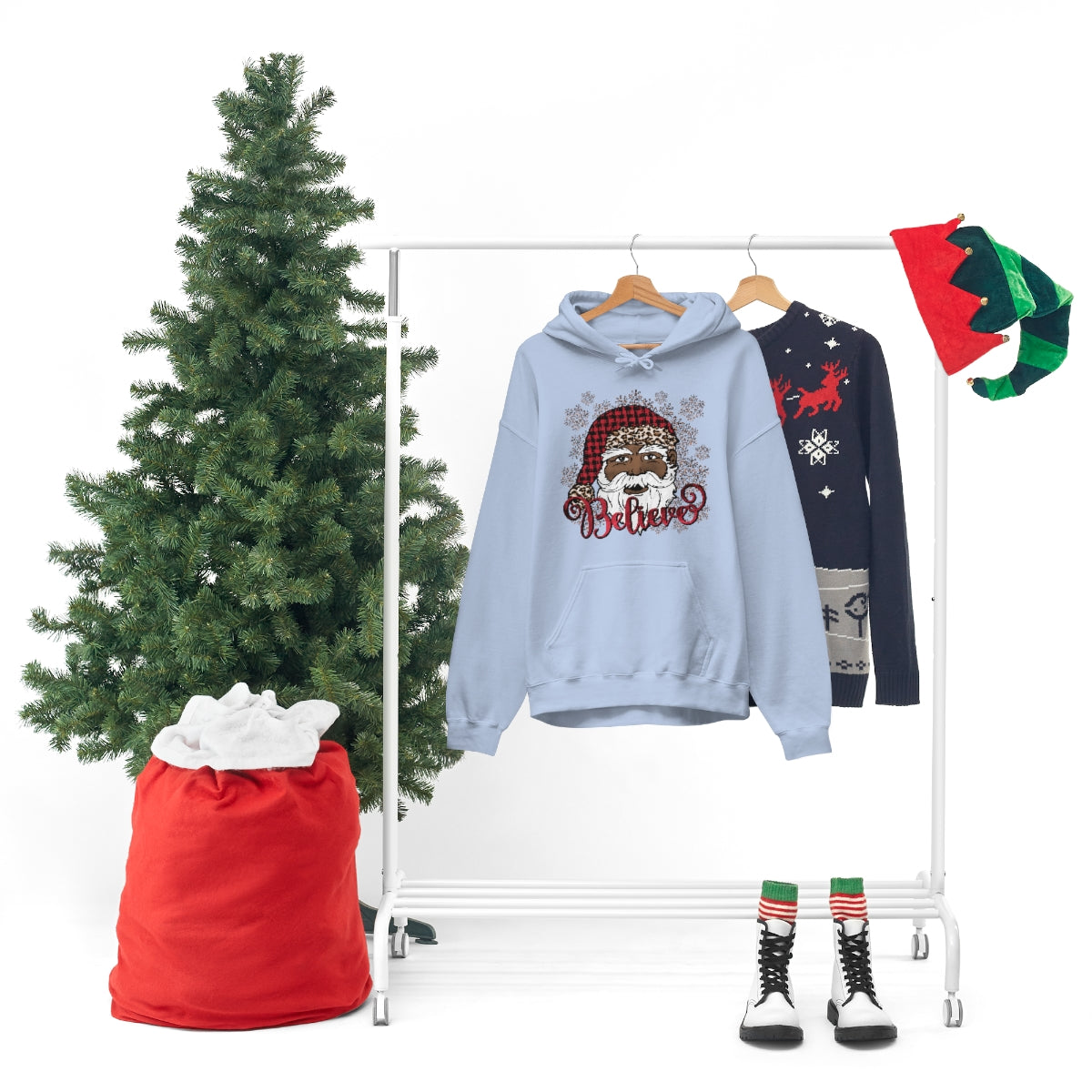 Believe Black Santa Unisex Hooded Sweatshirt