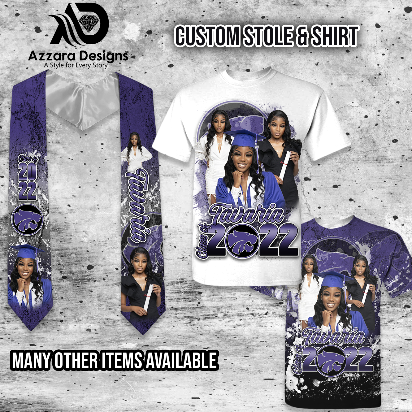 Custom Graduation Stole and/or Matching T-Shirt - Impress Collection